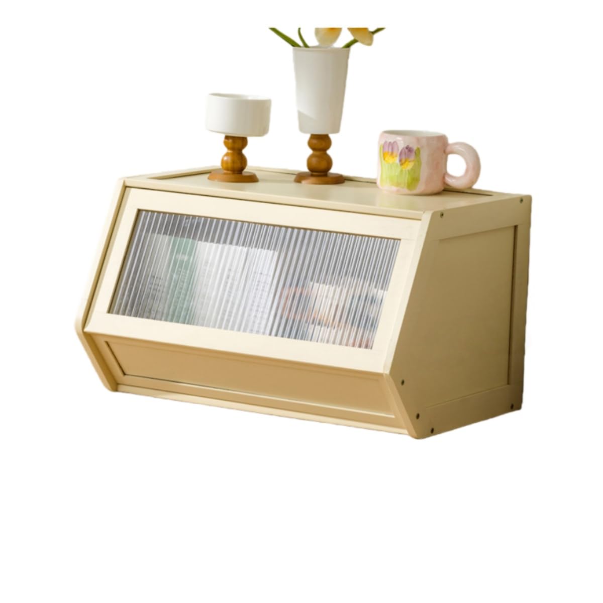 食器棚 スタックボックス 扉付き 収納 キャビネット卓上 ミニ 食器ケース スリム はしご型キッチン収納棚 竹製 組み立て式 調味料入れ 長虹工芸アクリルフリップドア 大容量 自由に積み重ね可能 台所