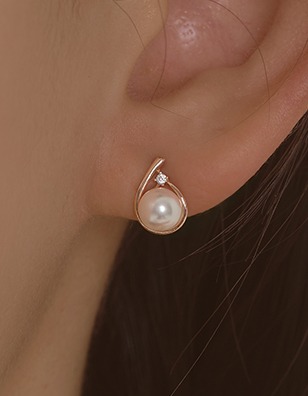 14k post ビビ ウォータードロップ スワロフスキー パール ピアス