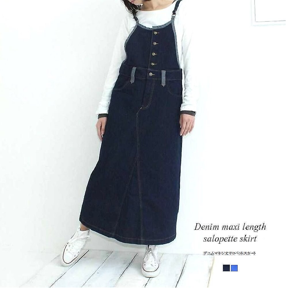 ［送料無料/即納］デニムマキシ丈スカートサロペット　夏服 韓国ファッション 夏