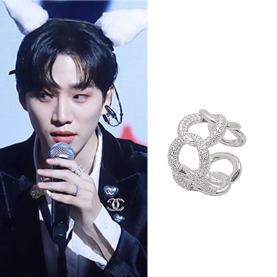 BTS ジミン 2pm ジュノ 着用/ストーン チェーン 指輪/韓国人気ファッション