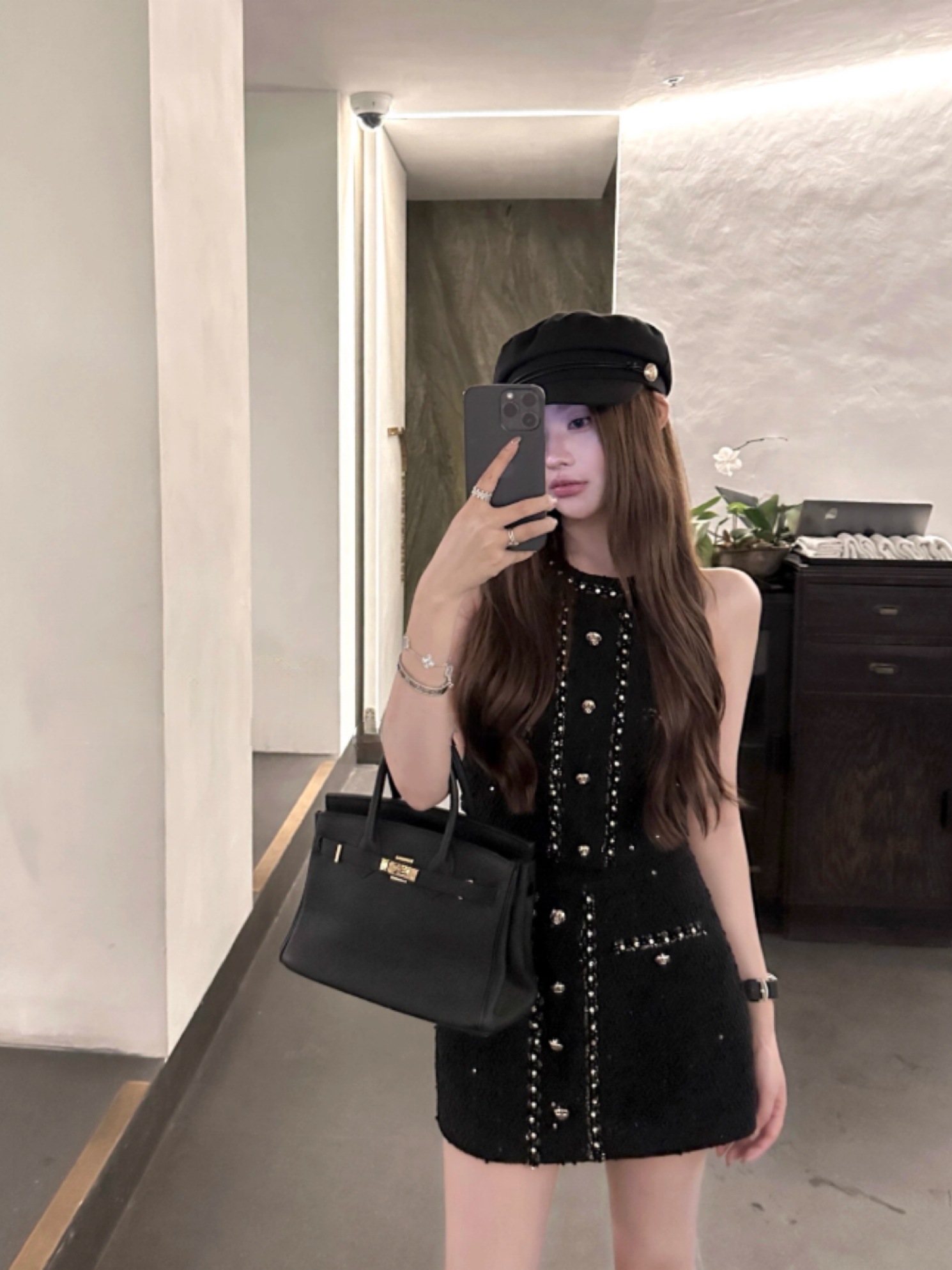 スワンホルターツイードブラウスセットアップ