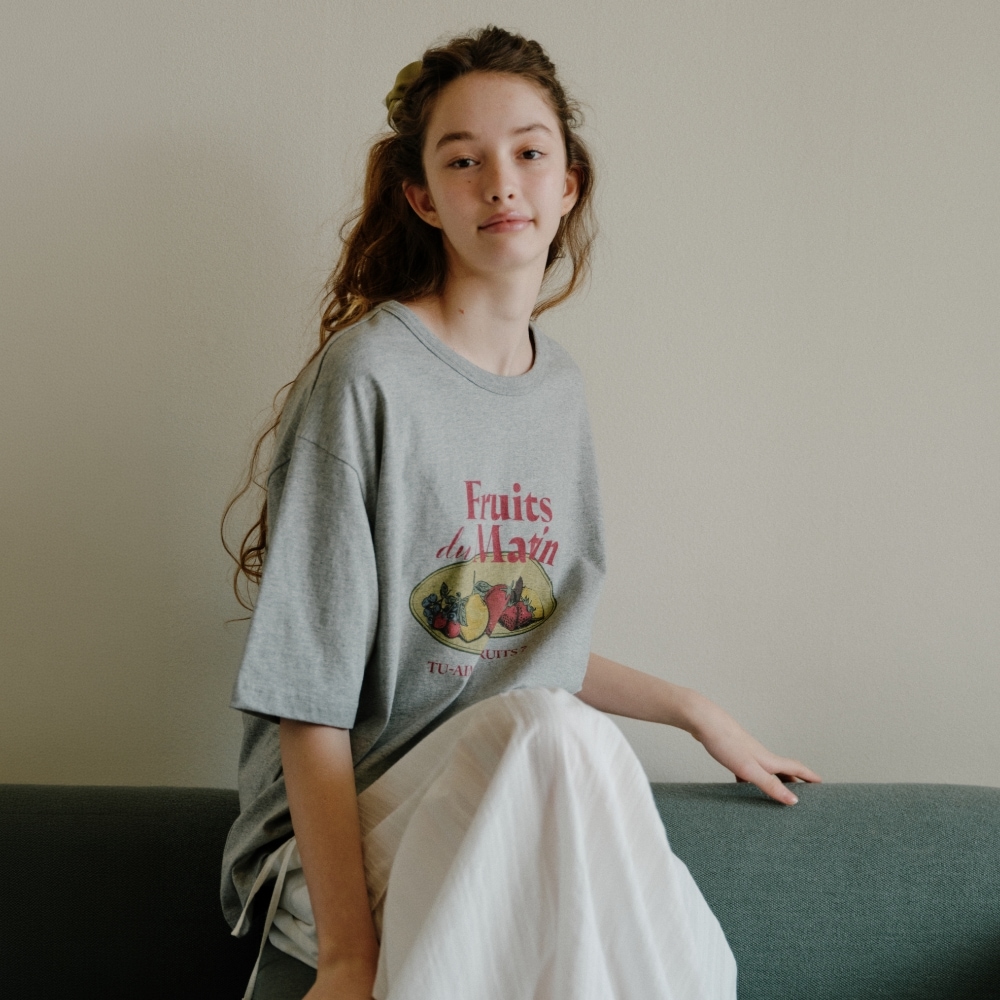 [ディパウンド] フルーツマーケット オーバーフィット Tシャツ - メランジグレー