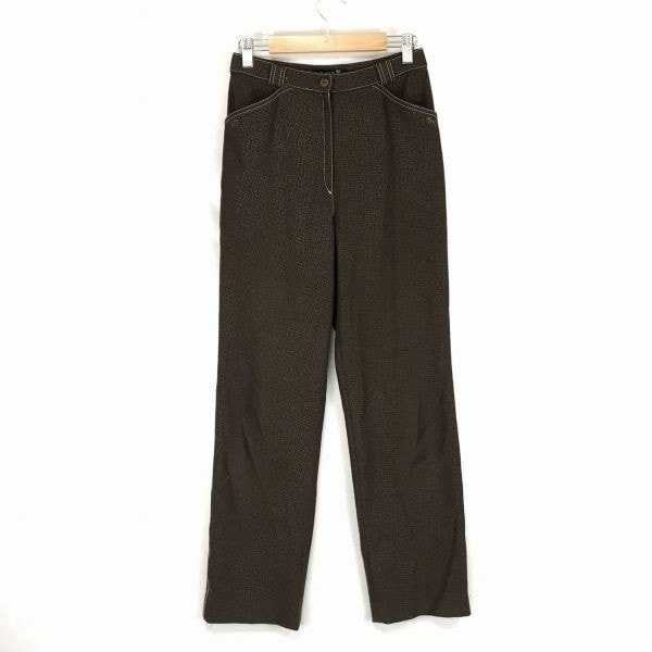 伊太利屋ストレッチパンツ【7/レディースS/股下68cm/茶/幾何学柄】XBF845