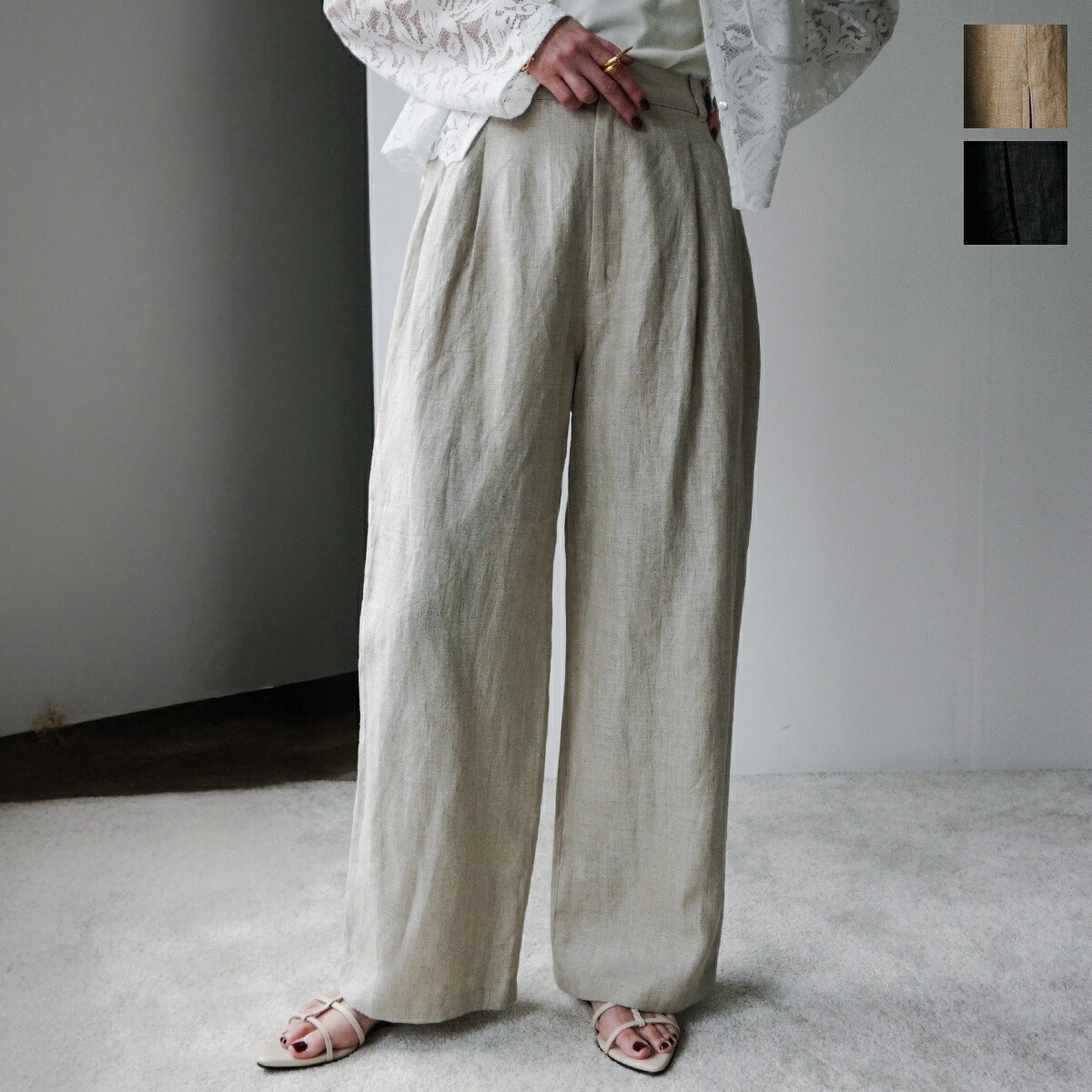 CLOCHE クロシェ パンツ 512-86508 レディース リネン リラックスフィット ワイド セットアップ可能 カラー３色 【mega】 10,500円