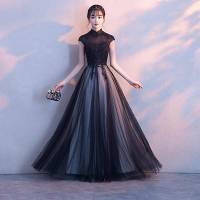 [Qoo10] ロングドレス 演奏会 カラードレス 黒 : レディース服