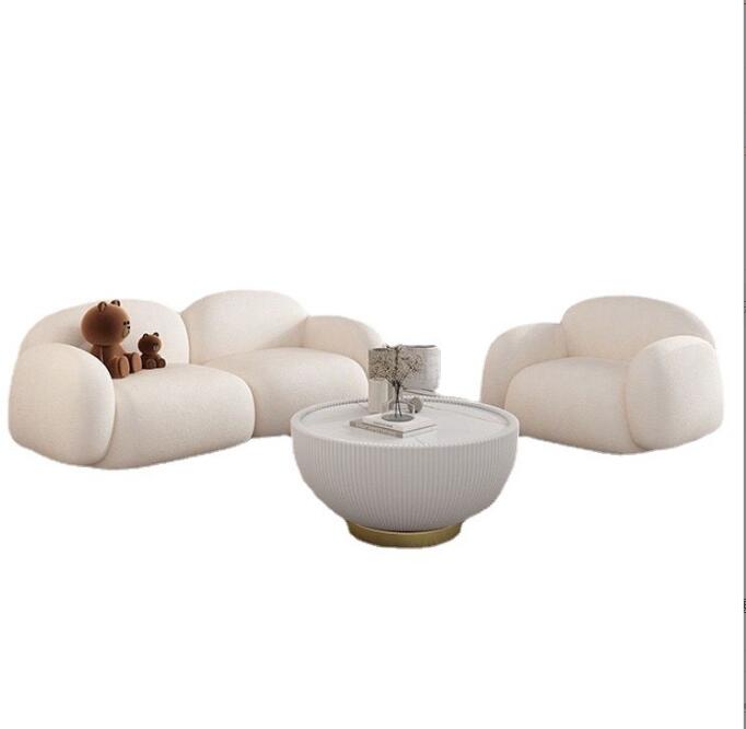 背もたれクッション無料　プレゼント　　ソファ寝室のリビングルーム用 プロダクトモジュラーコンビネーションソファ ラム生地　防水のレザーテックス　おしゃれなインテリア家具