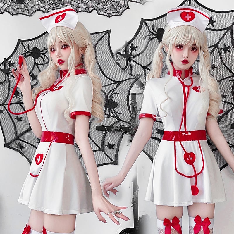 ハロウィン 今 短纳期 ナース 看護婦 仮装 学園祭 文化祭 S M L XL 2XL ワンピース