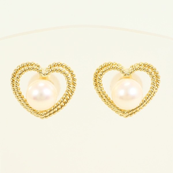 K18 18金 YG ピアス パール (真珠) 中古