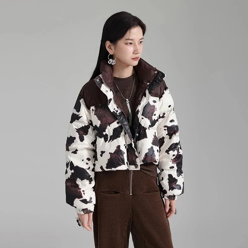 【J.Fashion】 ダウンジャケット 小柄 ヒョウ柄 ミルク ダウンコート レディース コート30%までに制限