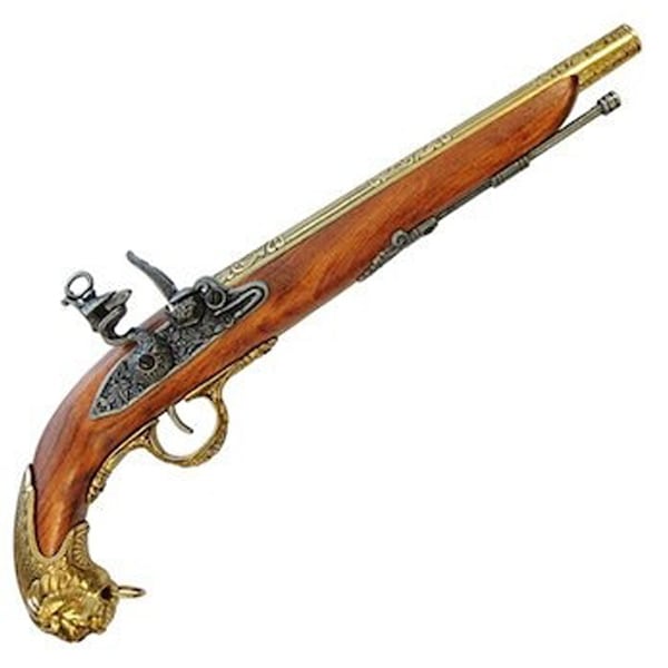 モデルガン ジャーマンピストル ゴールド DENIX デニックス 1043/L 43cm レプリカ ピストル 銃 コスプレ リアル フリントロック 小物 模造 フリントロックピストル