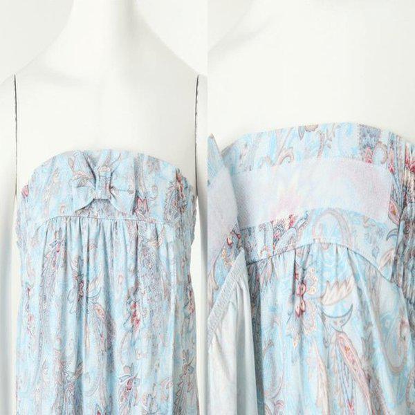 (正常)ナイロンスパンペイズリー捺染ゴルフガウン 女性シャワーガウン バスローブ_C VGNA103L_BU_C