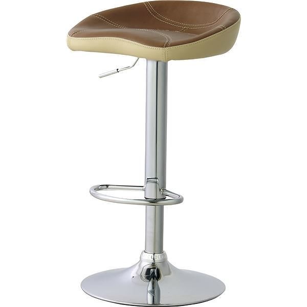 カウンターチェア（ハイチェア） スチール/ソフトレザー 回転式 昇降機能付き RKC-264BR ブラウン