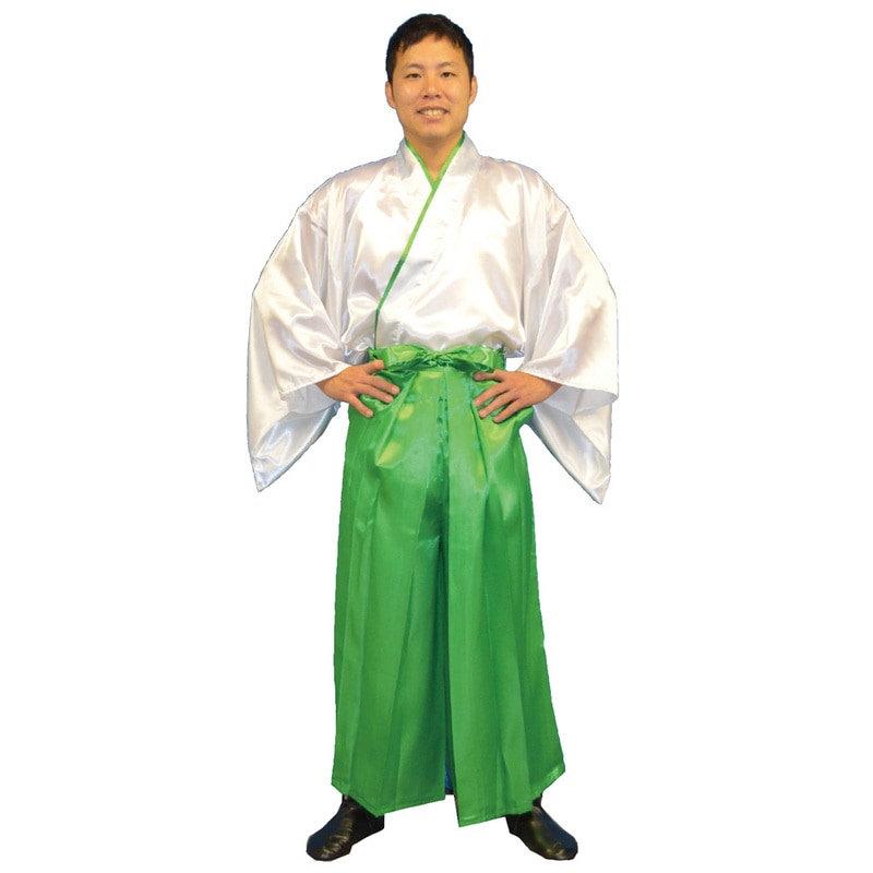 コスプレ 仮装 カラフル袴セット 緑 【 時代劇 メンズ パーティーグッズ 余興 コスチューム 衣装 和風 ハロウィン 大人用 男性用 】