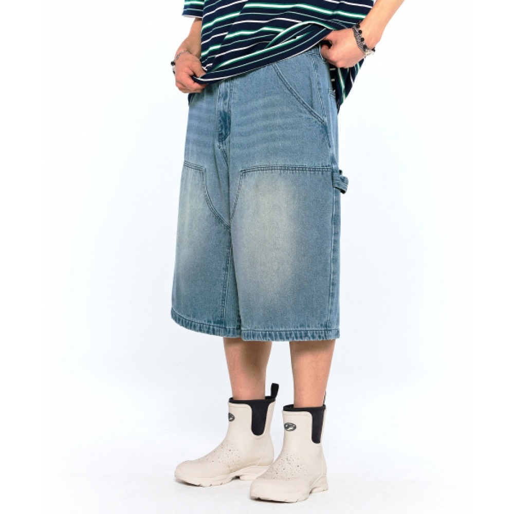 フィルミネイトデニムカーペンターショーツ-ブルー