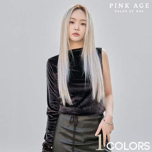 手植えフルウィッグ) ストレート25インチ スリックカット（モースト原糸）プラチナ 19,099円