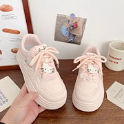 追跡有★ハローキティ 疲れにくい 厚底 ミルクティー スニーカー 25.5cm Hello Kitty(ハローキティー) スニーカー(レディース