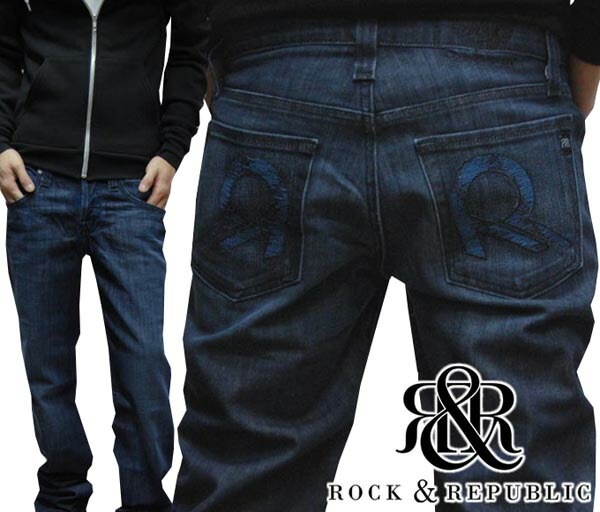ロック&リパブリック メンズ ストレート デニム インディゴ ジーンズ パンツ Rock&Republic ロックアンドリパブリック ジョグジーンズ インポート プレミアムデニム ブランド LAセレブ