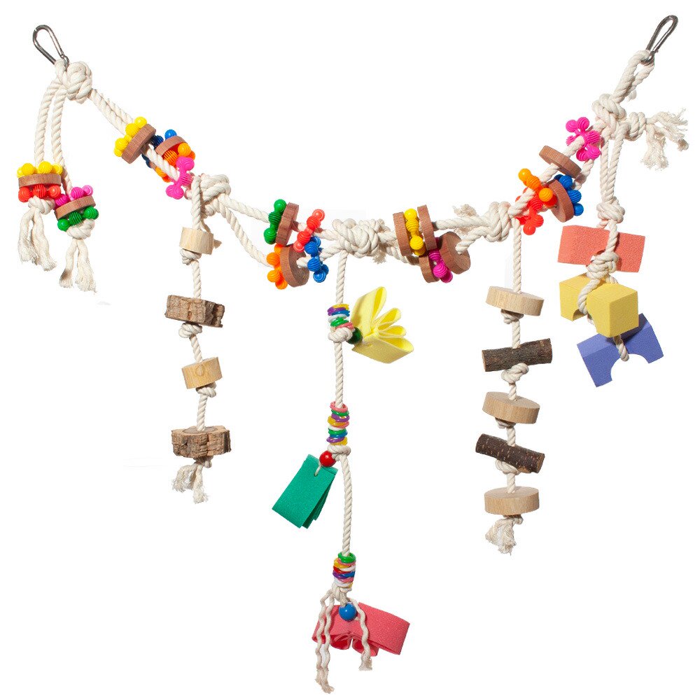 中型ー大型インコ用　コットンロープの３ｗａｙおもちゃ　色おまかせ　ＣＲＣ55―40―10―00―00