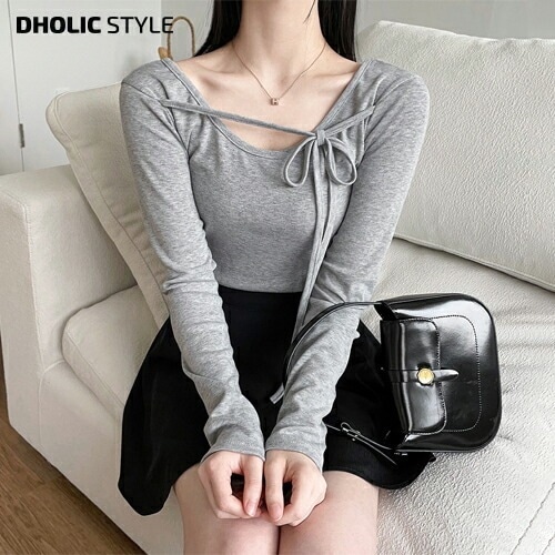 ストラップUネック長袖Tシャツ・p644448