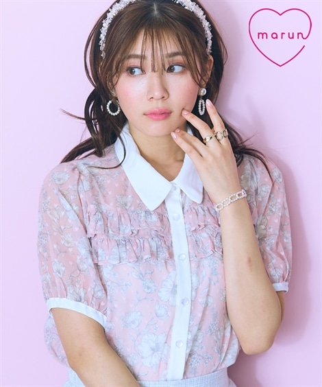 シャツ・ブラウス 大きいサイズ オリジナル柄配色ブラウス marun