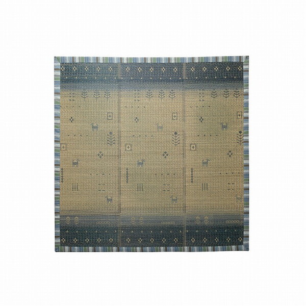 1061930043404 い草ラグ カーペット夏用 自然素材 節電 快適 インテリア ギャベル柄 シンプル おしゃれ 湿度調節 消臭効果 お手入れ簡単 ブルー 約180×180cm メーカー直送