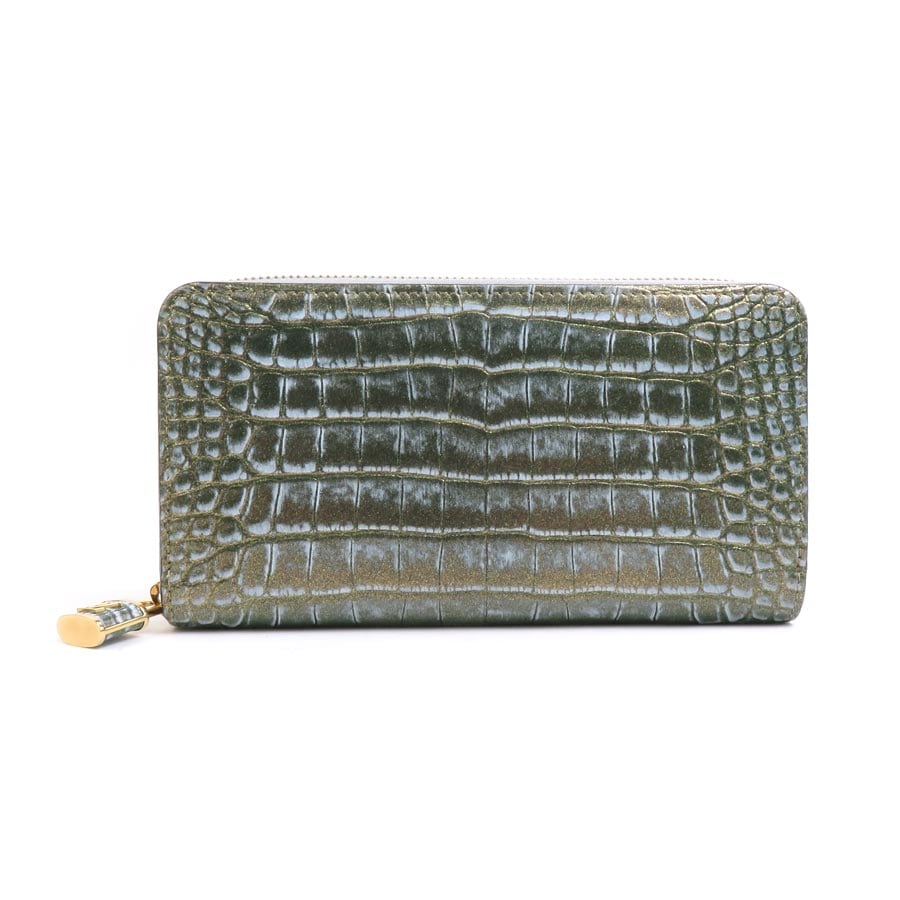 ルイ ヴィトン LOUIS VUITTON ラウンドファスナー長財布 ジッピーウォレット クロコダイル ゴールド×グレー ユニセックス N99510 99913f