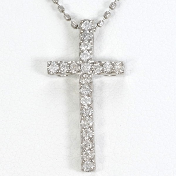 K18 18金 WG ホワイトゴールド ネックレス ダイヤ 0.20 約40cm ジュエリー 中古