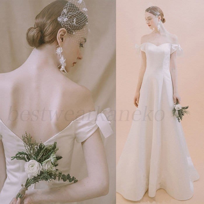 オフショルダー ウエディングドレス 二次会 Aライン ブライズメイド服 花嫁 結婚式 披露宴フォマー 6,430円