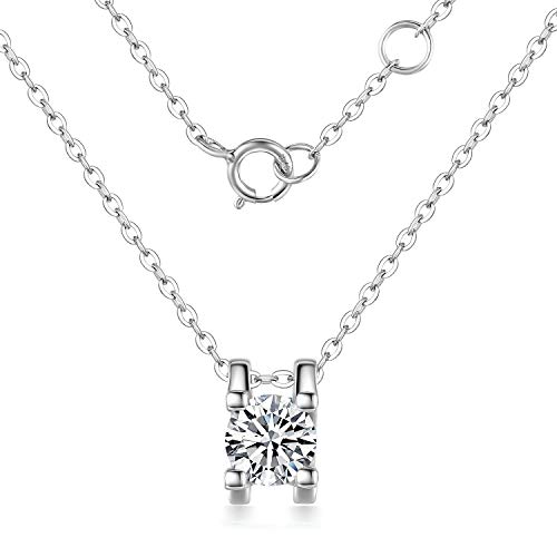 モアサナイトネックレスレディース1ct人工ダイヤモンドネックレス1カラットモアッサナイトペンダントネックレスmoissanite18金ホワイトゴールドシルバーあずきチェーンダイヤモンドネックレス金属ア