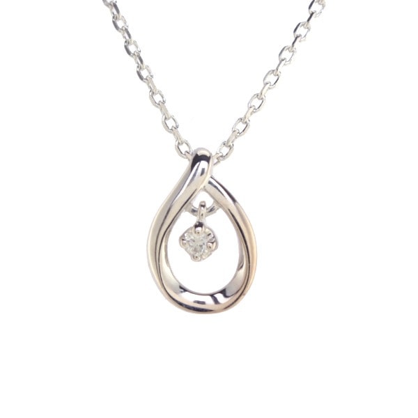 リボン済＆紙袋 ダイヤモンド ネックレス 正規品 レディース 4月 誕生石 しずくモチーフネックレス ペンダント アクセサリー ジュエリー エターナルシルバー 祝い