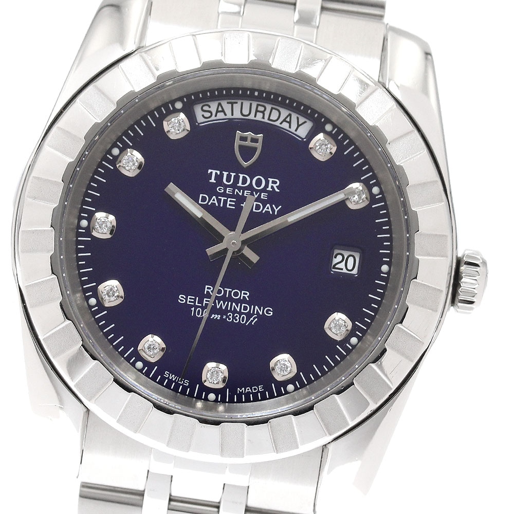 チュードル TUDOR 23010 クラシック デイトデイ 10Pダイヤ 自動巻き メンズ 保証書付き_944537【中古】