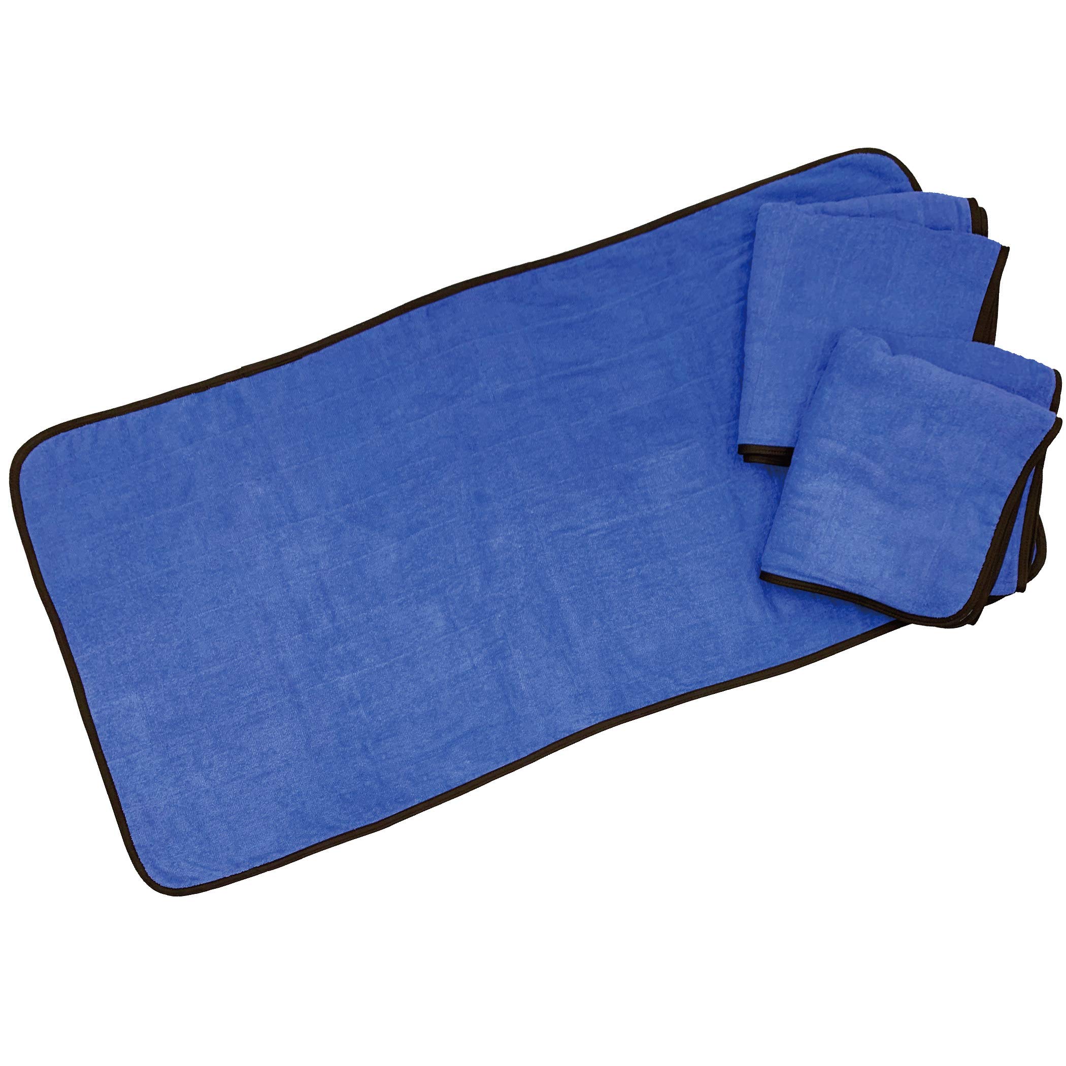 OZ UOMO サウナマット [大きめ] 3枚セット 業務用 大判サイズ 人気 洗える タオル生地 約70×140cm (ブルー 3枚)