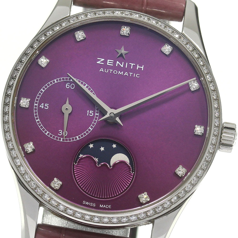 ゼニス ZENITH 16.2310.692 クラスエリート ウルトラシン ムーンフェイズ ダイヤベゼル 自動巻き レディース _841719【中古】