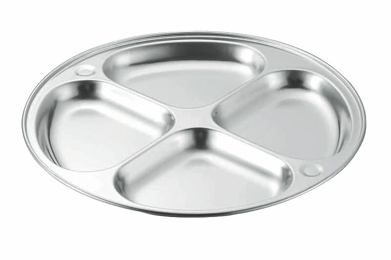 （まとめ買い）本間製作所 仔犬印 18-8ステンレスランチ皿 4ッ切 [x3]