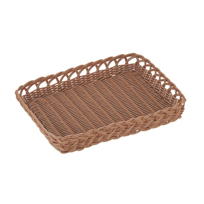 （まとめ買い）トーダイ PPラタン 角型 ベーカリーバスケット スカシ ブラウンBB-422-BR [x3]