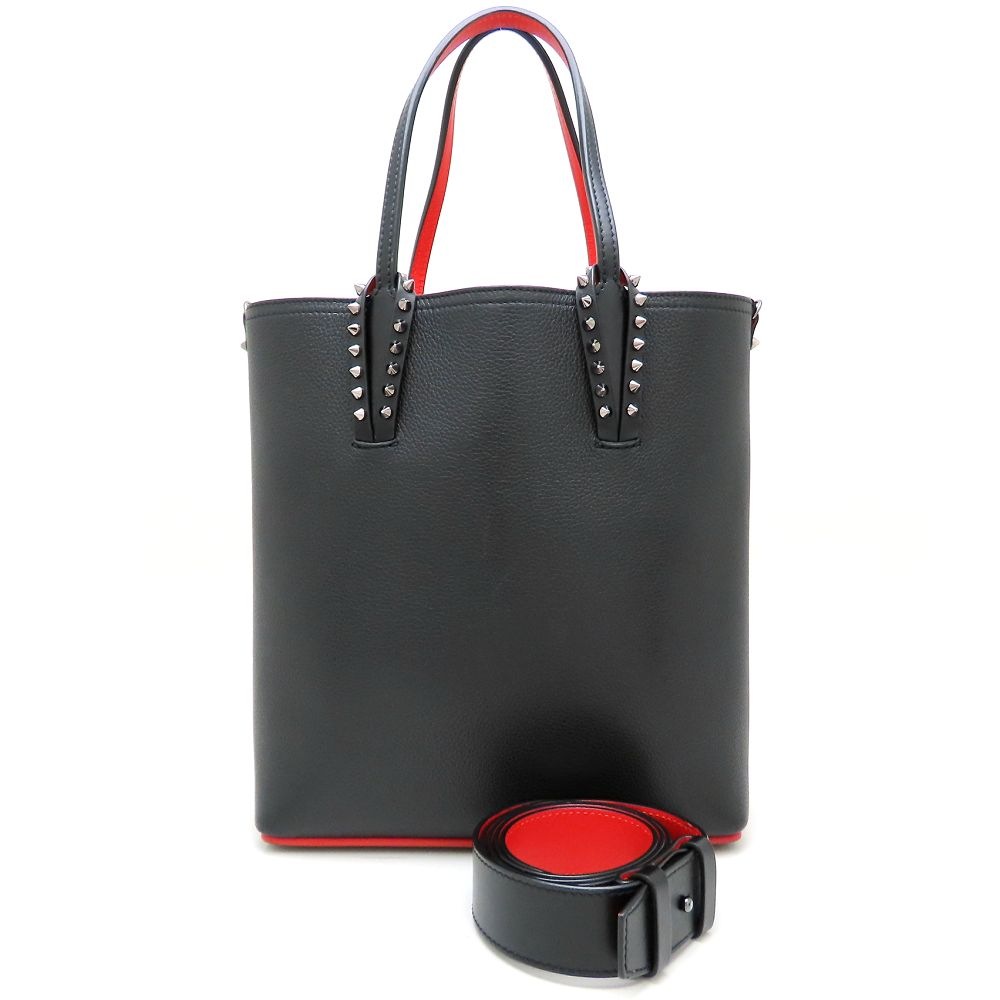 CABATA N/S カバタ 3205221 ハンドバッグ スパイクスタッズ 2Way レザー ブラック レッド/352563【中古】