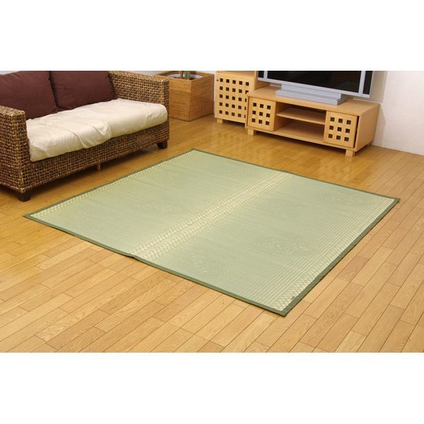 純国産/日本製 イ草花ござカーペット 『扇』 江戸間4.5畳（約261x261cm） 15,000円