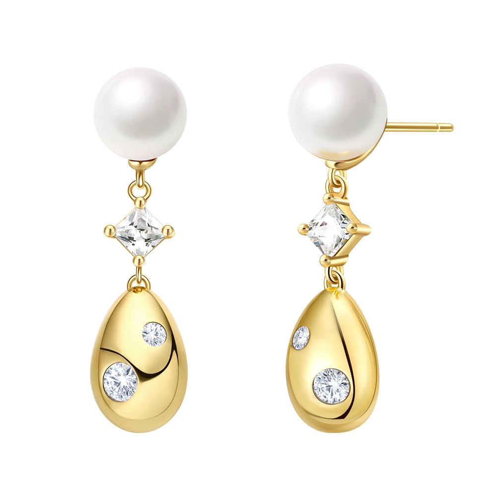 [FANCIME] ネックレス レディース ピアス [リトルキャンディ] 銀の豆 金の豆 貝パール ジルコニア シルバー925 純銀 シンプル 耳飾り 首輪 揺れる 誕生日 プレゼント ギフト ご褒美