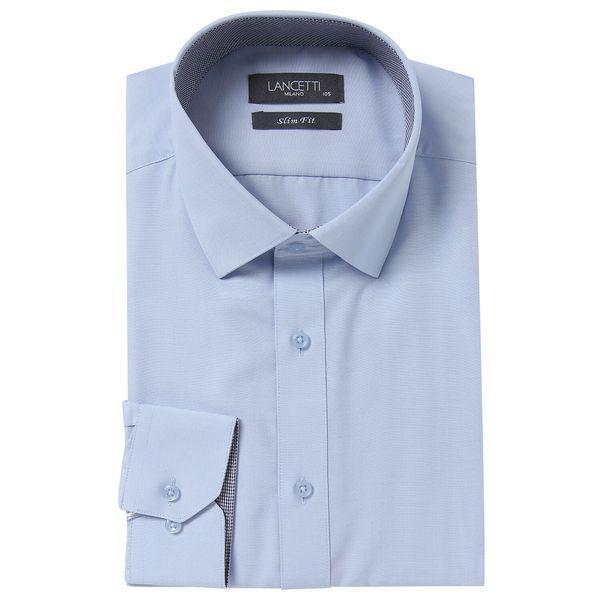 MARIOしわになりにくいデイリービジネスカラー配色ブルーシャツ_P414121090