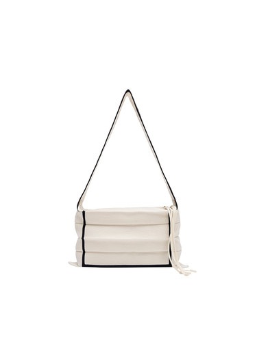 JOSEPH&STACEY公式 ニットバッグ Lucky Pleats Knit Shoulder Line Drawing Cream White
