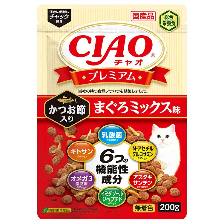 キャットフード　いなば　ＣＩＡＯ　プレミアム　かつお節入り　まぐろミックス味　２００ｇX２４　ＣＲＣ35―15―20―05―99
