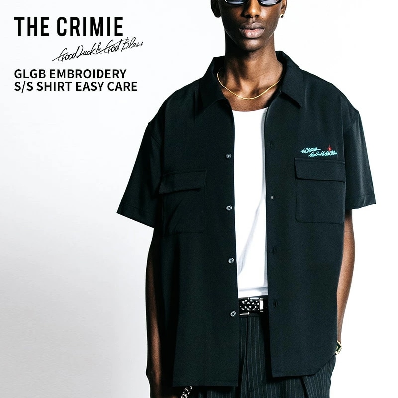 クライミー メンズ 半袖シャツ THE CRIMIE GLGB エンブロイダリー S/S シャツ イージーケア CR1-02F1-SS09