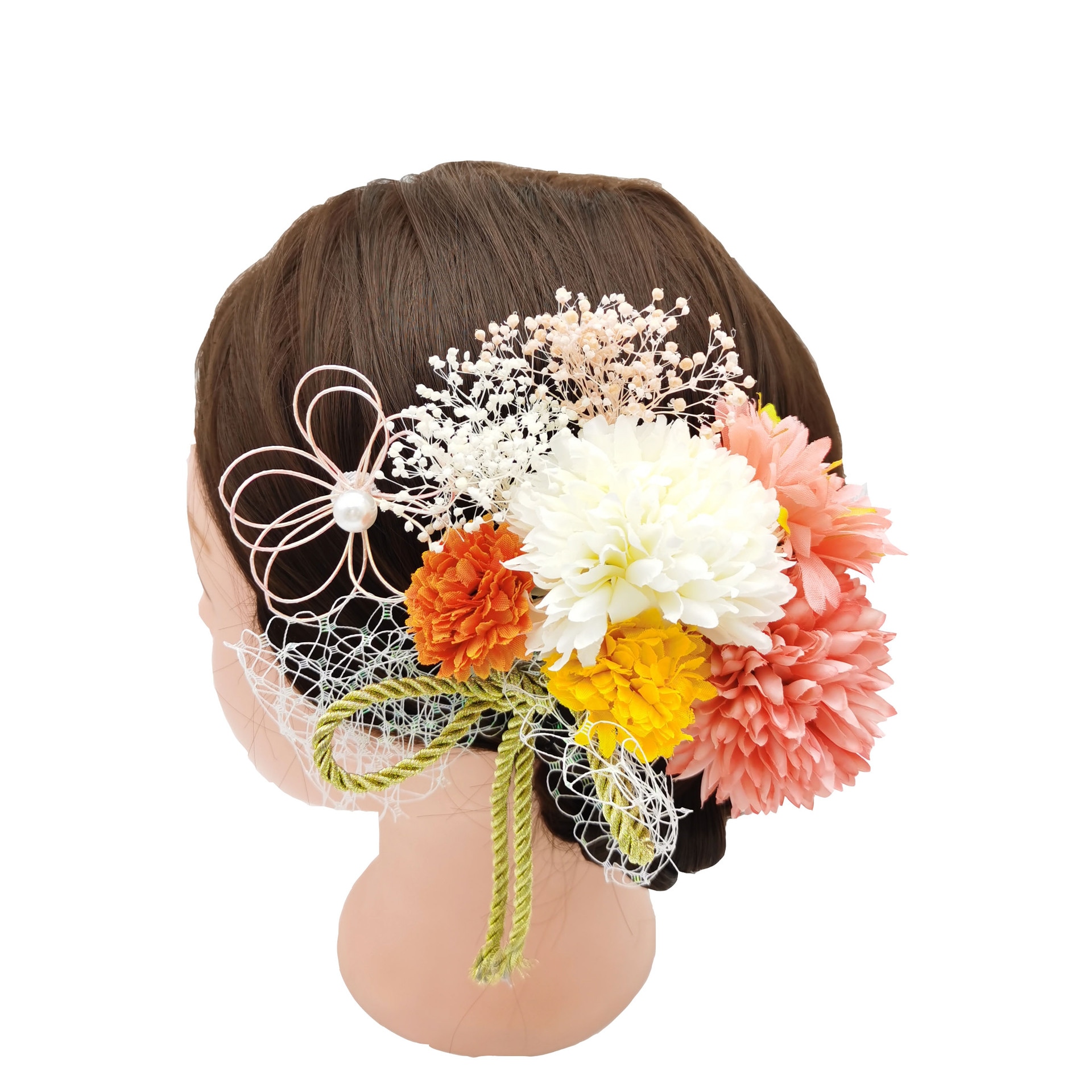 【1点ご購入 で10点プレゼントいたします】和風ヘアアクセ水引細工結着模倣花永生花和服ヘアアクセセット