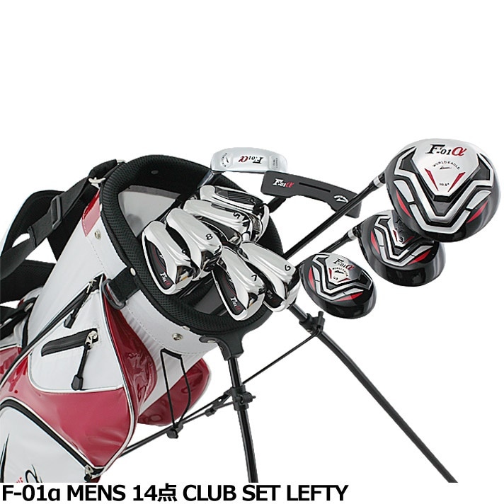 ワールドイーグル F-01α メンズ14点ゴルフクラブセットフレックスR /S バック：ホワイト/レッド左用初心者 初級者 ビギナー