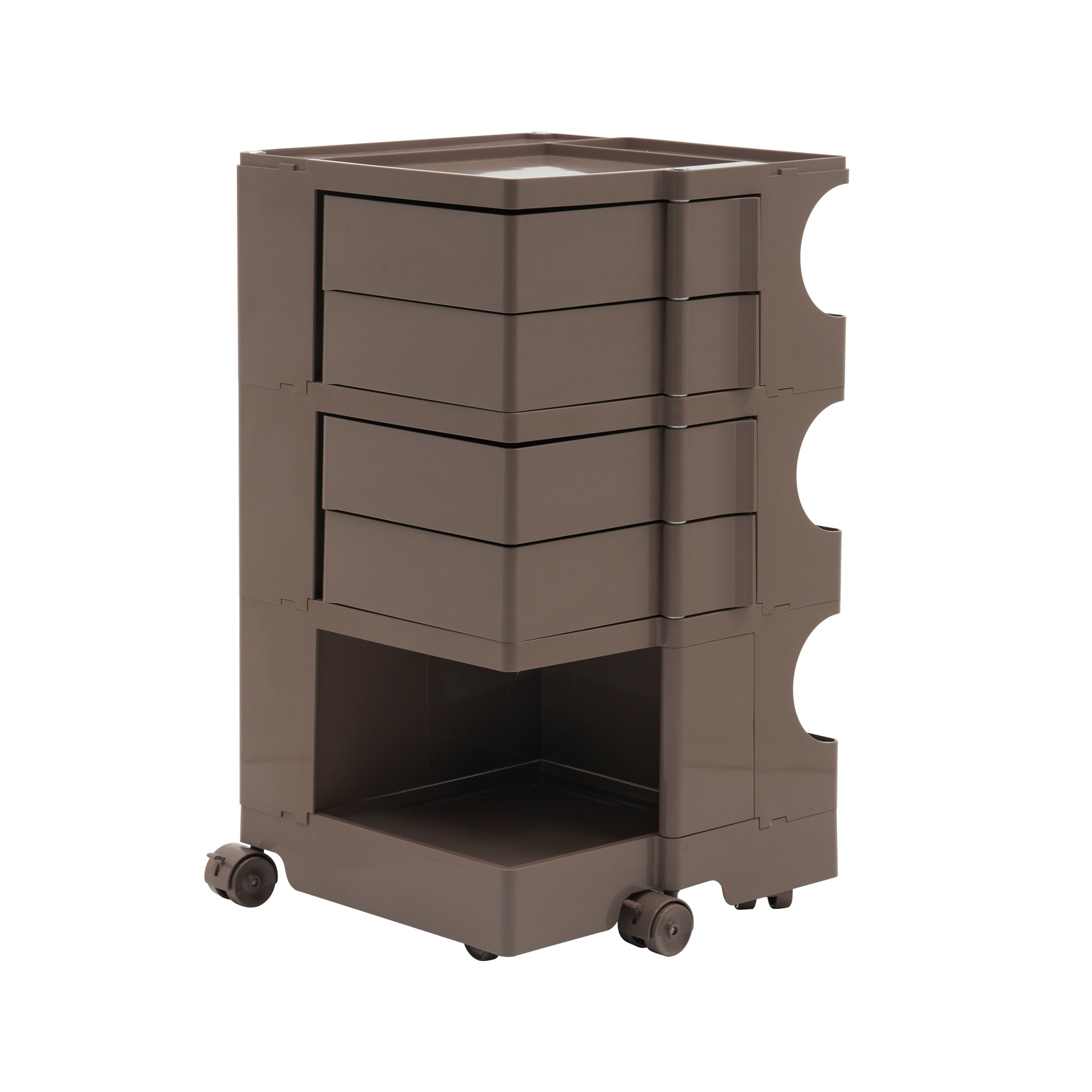 【国内出荷 - 3日配達】【チョコ・3段】収納ワゴン ボビーワゴン キャスター付き ブレーキ付き おしゃれ 3段トレイ キッチンワゴン 回転式 収納 ベビーワゴン キッチン収納 ラック サイドワゴン