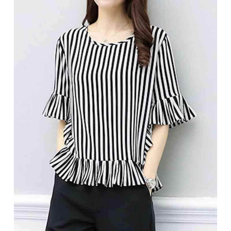 Tシャツ レディース コーデ ブラウス ブランド ロング 薄手 半袖 かわいい 涼しい 大人 ブラック カジュアル ティーシャツ Vネック 7分袖 トレーナー 無地 人気