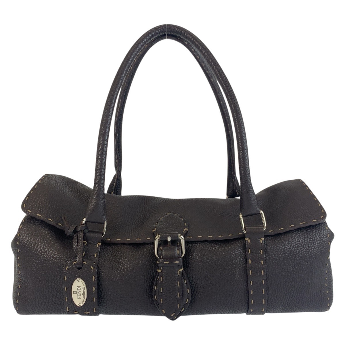 美品 セレリア ブラウン シルバー金具 レザー N49-22-13533 ショルダーバッグ ハンドバッグ レディース 504442