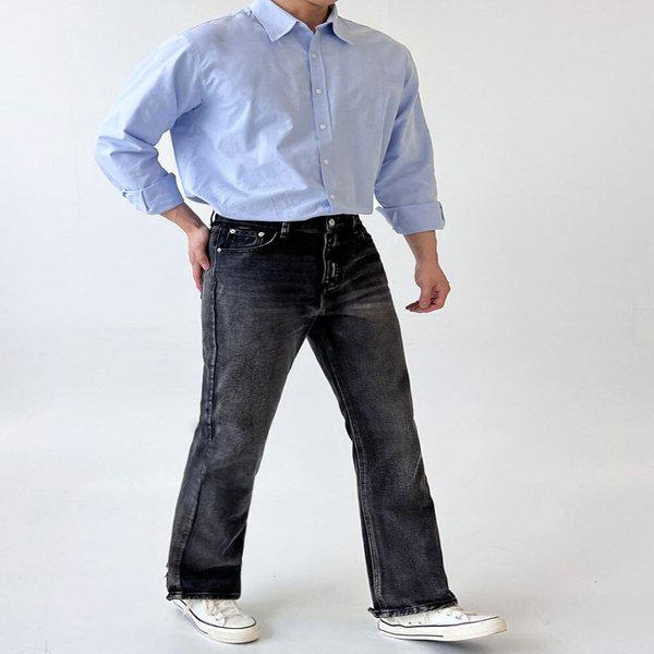 メンズカジュアルセミワイドブーツカットデニムジーンズ OC-JEA-SWFGGUQZ