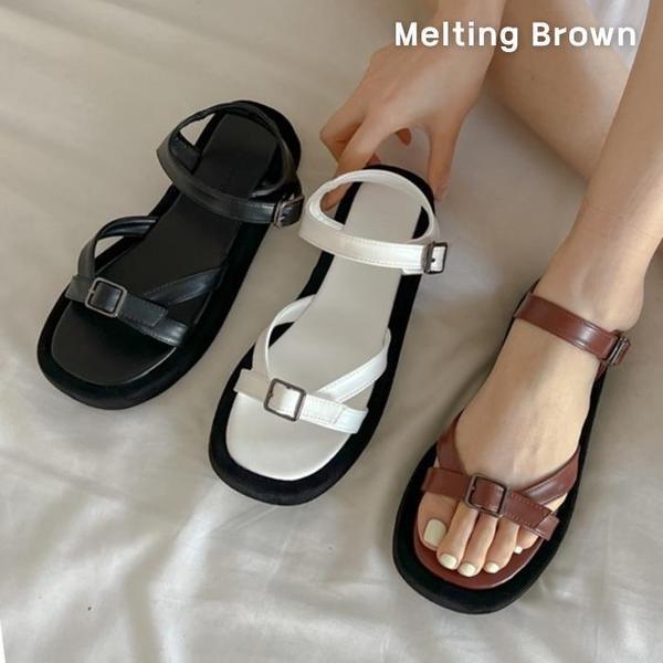 デイリーバックルストラップノンスリッププラットフォームサンダル