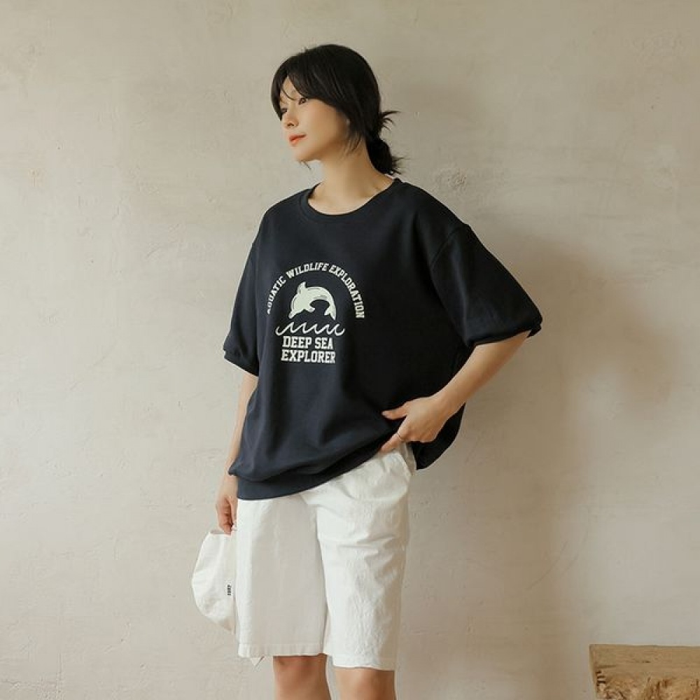 [Elysia] ダークプリント半袖トレーナー